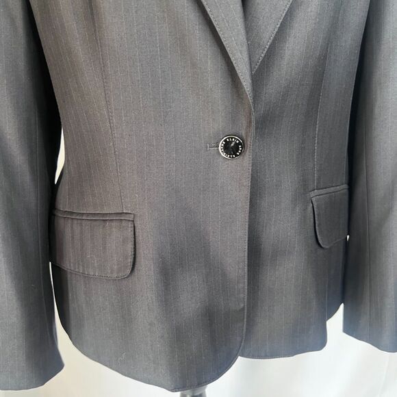 Anne Klein Pinstripe Single Breasted One Button Classic Blazer Size 14P - Picture 4 of 10